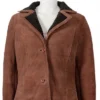 Kelsey Asbille TV Series Yellowstone Monica Dutton Womens Suede Leather Brown Fur Collar Coat For Sale webp