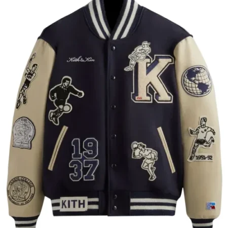 Kith x Russell Athletic Golden Bear Jacket CUNY Queens College Varsity Front