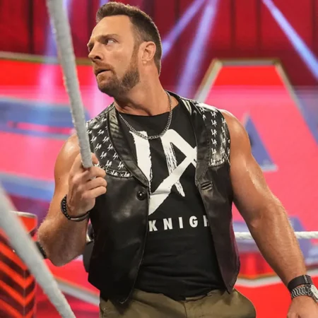 LA Knight Black Leather Vest