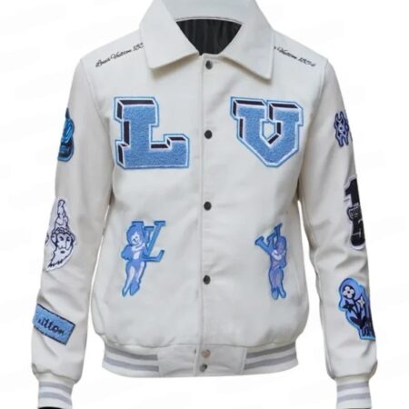 LV Multi Patches Mixed Leather Varsity Blouson front
