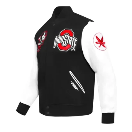 Letterman Ohio State Black and White Varsity Jacket side