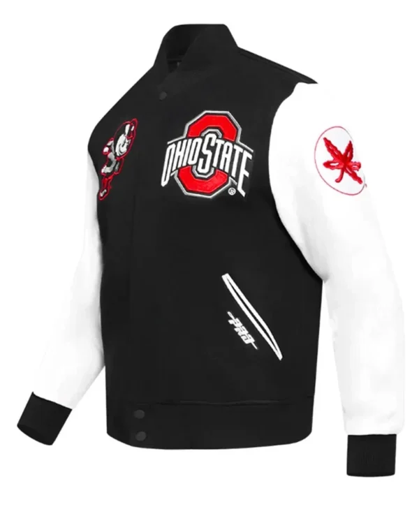 Letterman Ohio State Black and White Varsity Jacket side