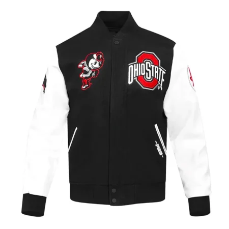 Letterman Ohio State Black and White Varsity Jacketfront