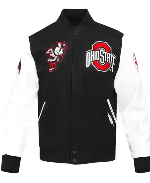 Letterman Ohio State Black and White Varsity Jacketfront