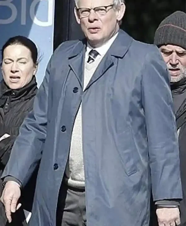 Martin Clunes TV Series Manhunt DCI Colin Sutton Blue Cotton Coat webp