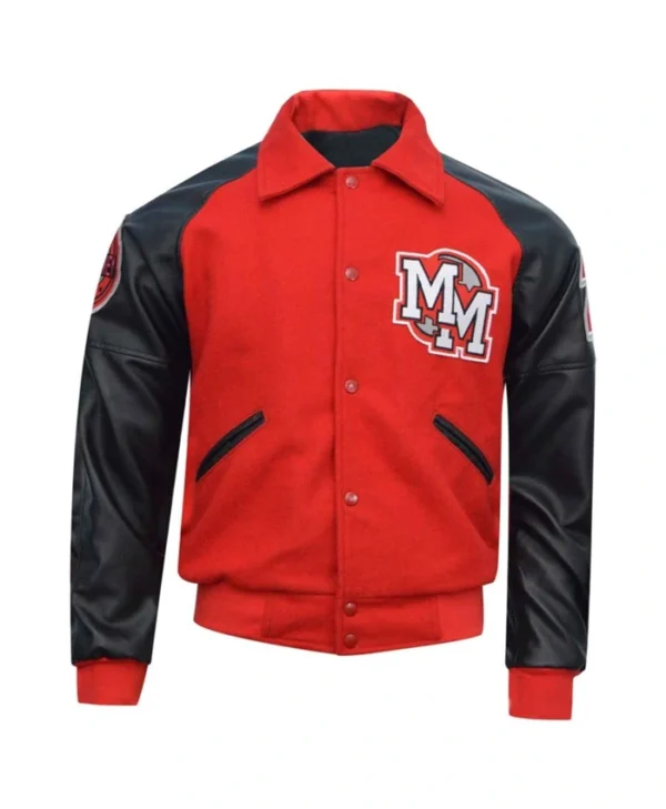 Michael Jackson Mickey Mouse Red Varsity Jacket webp