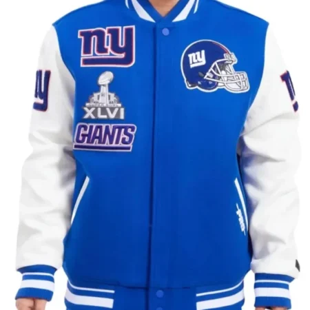 NY Giants Blue Mash Up Varsity Jacket