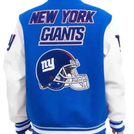 NY Giants Blue Mash Up Varsity Jacket Back