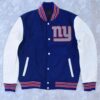 New York Giants Blue and White Letterman Jacket front