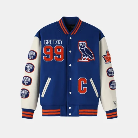 OVO Gretzky Blue and White Varsity Jacket