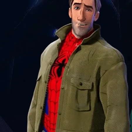Shop Spider Man Into The Spider Verse Peter B Parker Green Cotton Coat webp
