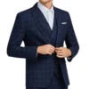 Slim Fit Mens 1920s Pinstripe Navy Blue Suit Button
