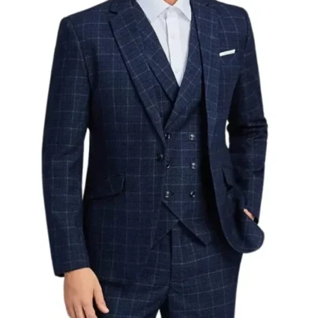 Slim Fit Mens 1920s Pinstripe Navy Blue Suit Main