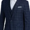 Slim Fit Mens 1920s Pinstripe Navy Blue Suit Pocket