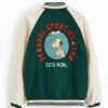 Snoopy Peanuts Patch Bomber Green Jacket