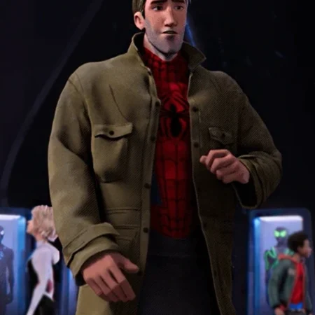 Spider Man Into The Spider Verse Peter B Parker Green Cotton Coat webp