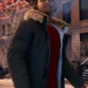Spider Man Miles Morales Fur Hooded Parka Jacket right curve webp