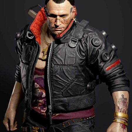The Cyberpunk 2077 Jackie Welles Black Jacket Front jpg