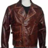 The First Avengers Distressed Real Leather Brown Jacket webp