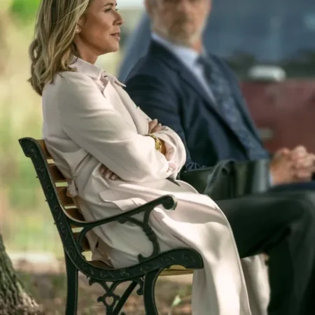 The Waterfront S01 Maria Bello White Trench Coat Side