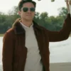 The Waterfront S01 Topher Grace Brown Shearling Suede Jacket