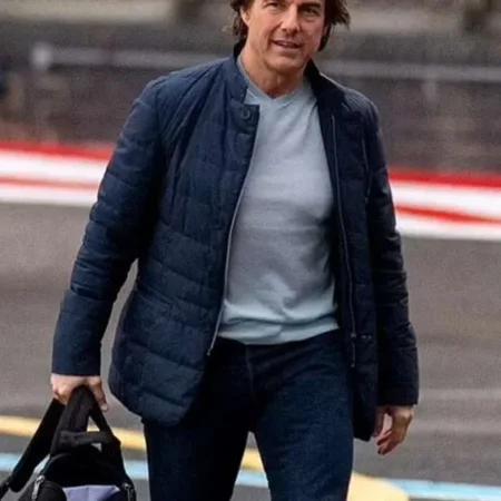 Tom Cruise Mission Impossible 8 Blue Puffer Jacket