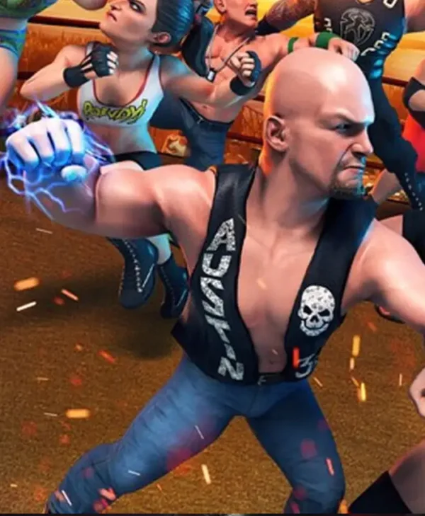 WWE 2K Battle Grounds Gold Stone Leather Vest webp