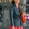 Zazie Beetz Joker Sophie Dumond Black Leather Coat webp