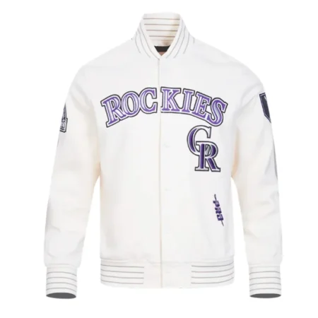 colorado rockies current logo game day double knit white full snap jacket