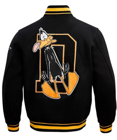 daffy duck looney tunes freeze max black varsity jacket