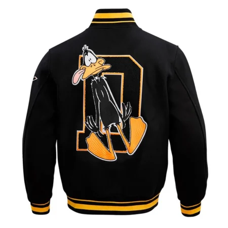 daffy duck looney tunes freeze max black varsity jacket