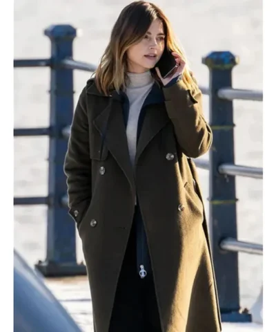 jenna coleman the jetty green trench coat