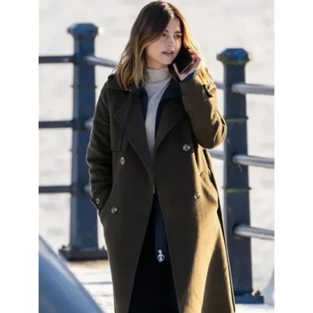 jenna coleman the jetty green trench coat