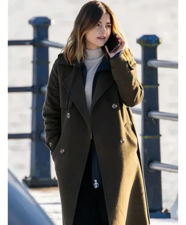 jenna coleman the jetty green trench coat