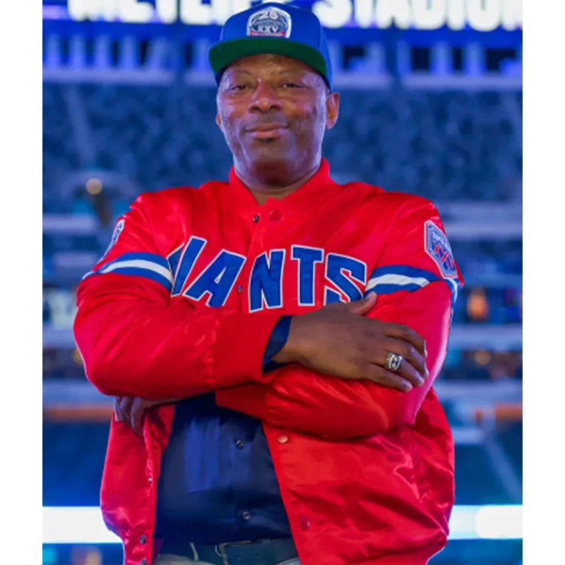 new york giants 25th anniversary red satin jacket