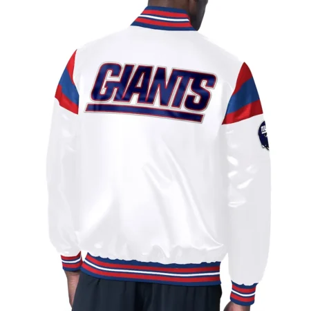 ny giants midweight white satin jacket