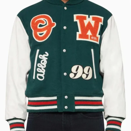 off white varsity jacket green scaled