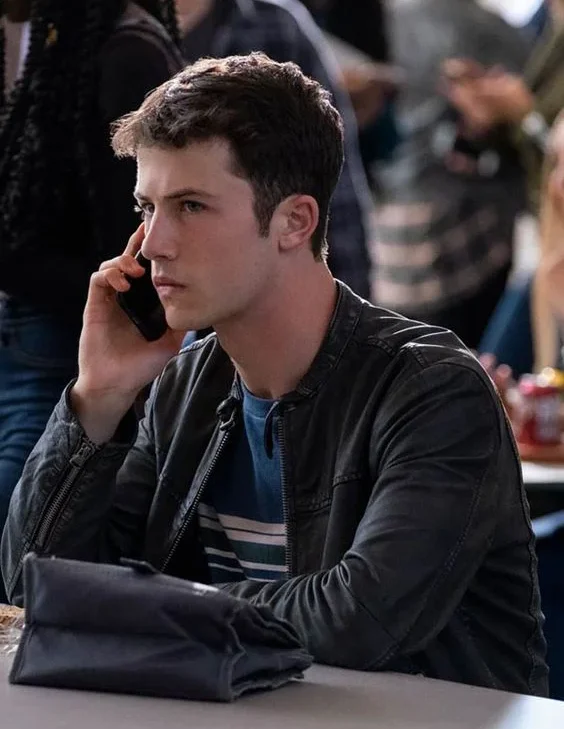 13 Reasons Why Clay Jensen Black leather Jacket jpg