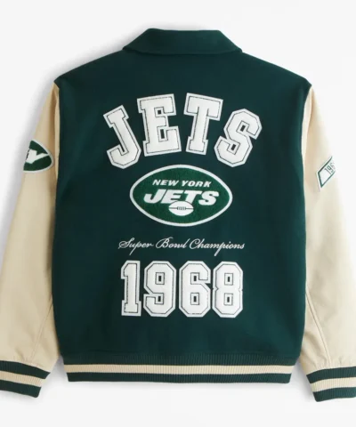 1968 Super Bowl Champions NY Jets Varsity Jacket back webp
