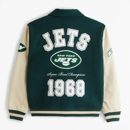 1968 Super Bowl Champions NY Jets Varsity Jacket back webp