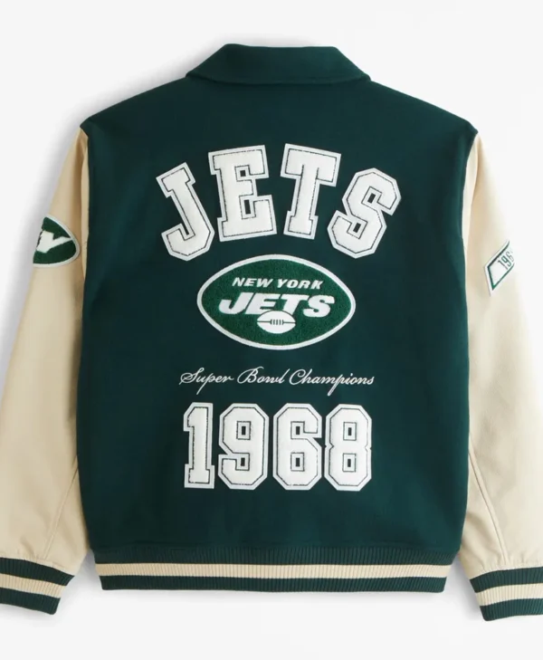 1968 Super Bowl Champions NY Jets Varsity Jacket back webp