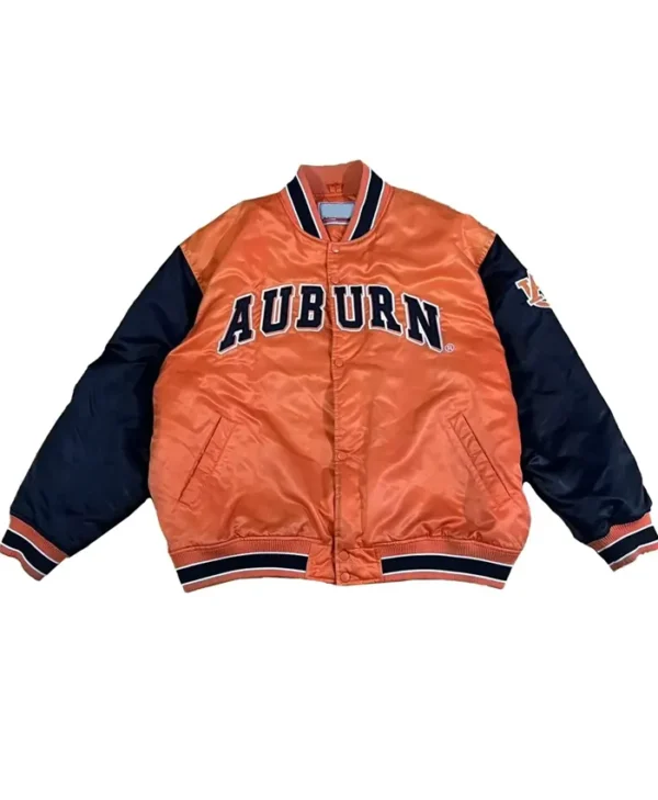 80s Retro Auburn University Tigers Orange Varsity Jacket webp