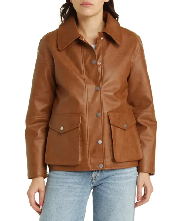 A2 Leather Bomber Jacket Womens Buttoned webp