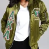 AKA Green Satin Bomber Jacket webp