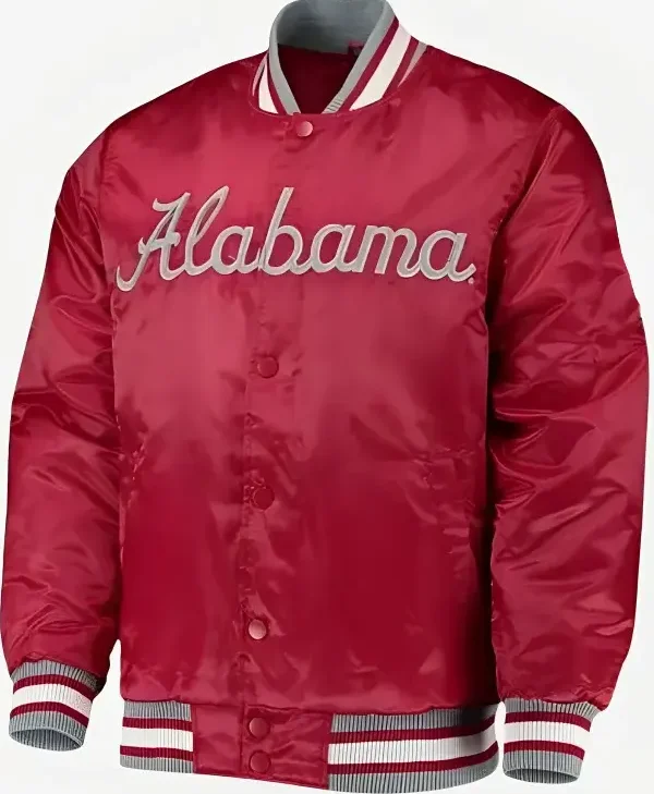 Alabama Crimson Tide Red Satin Letterman Jacket webp