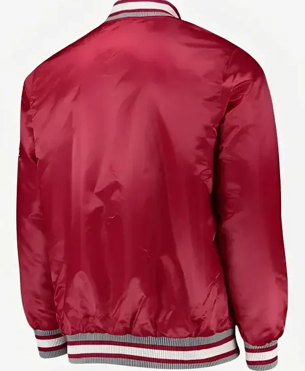 Alabama Crimson Tide Red Satin Letterman Jacket On Sale webp