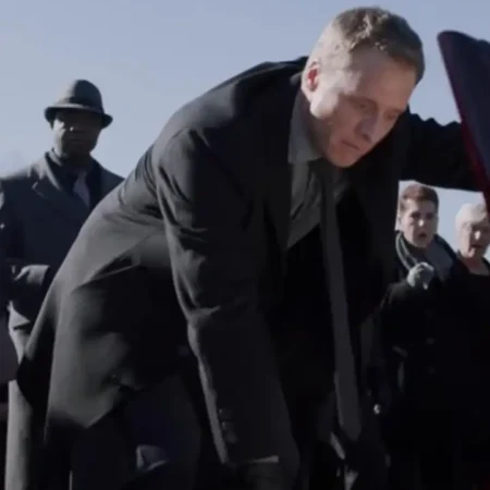 Alan Tudyk Resident Alien Harry Vanderspeigle Black Mid Length Wool Coat webp