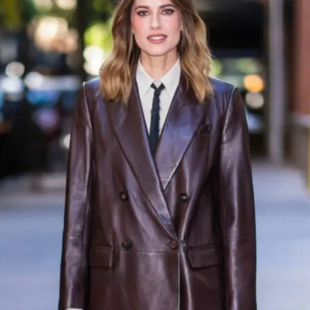 Allison Williams Live with Kelly and Mark Brown Leather Blazer