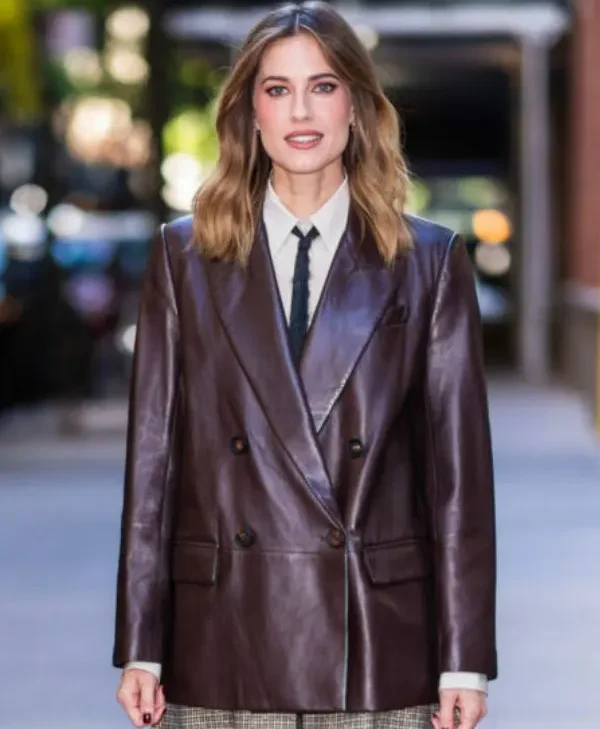 Allison Williams Live with Kelly and Mark Brown Leather Blazer