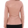 Amey Pink Leather Moto Jacket For Womens Back webp